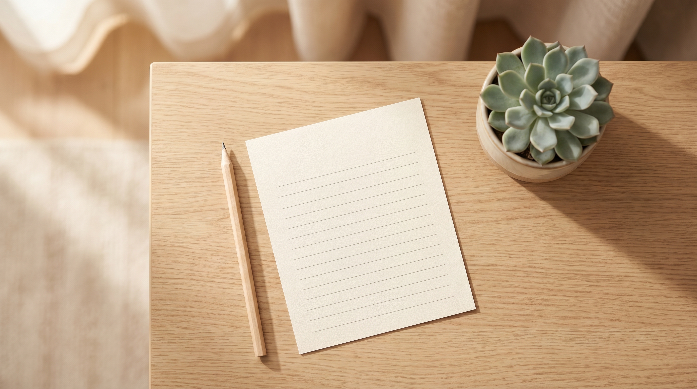 A printed children's chore list on a wooden kitchen table with a pencil and a small succulent